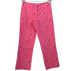 Tommy Hilfiger Pink Embroidered Pineapple Straight‎ Leg Ankle Length Pant Size 6
